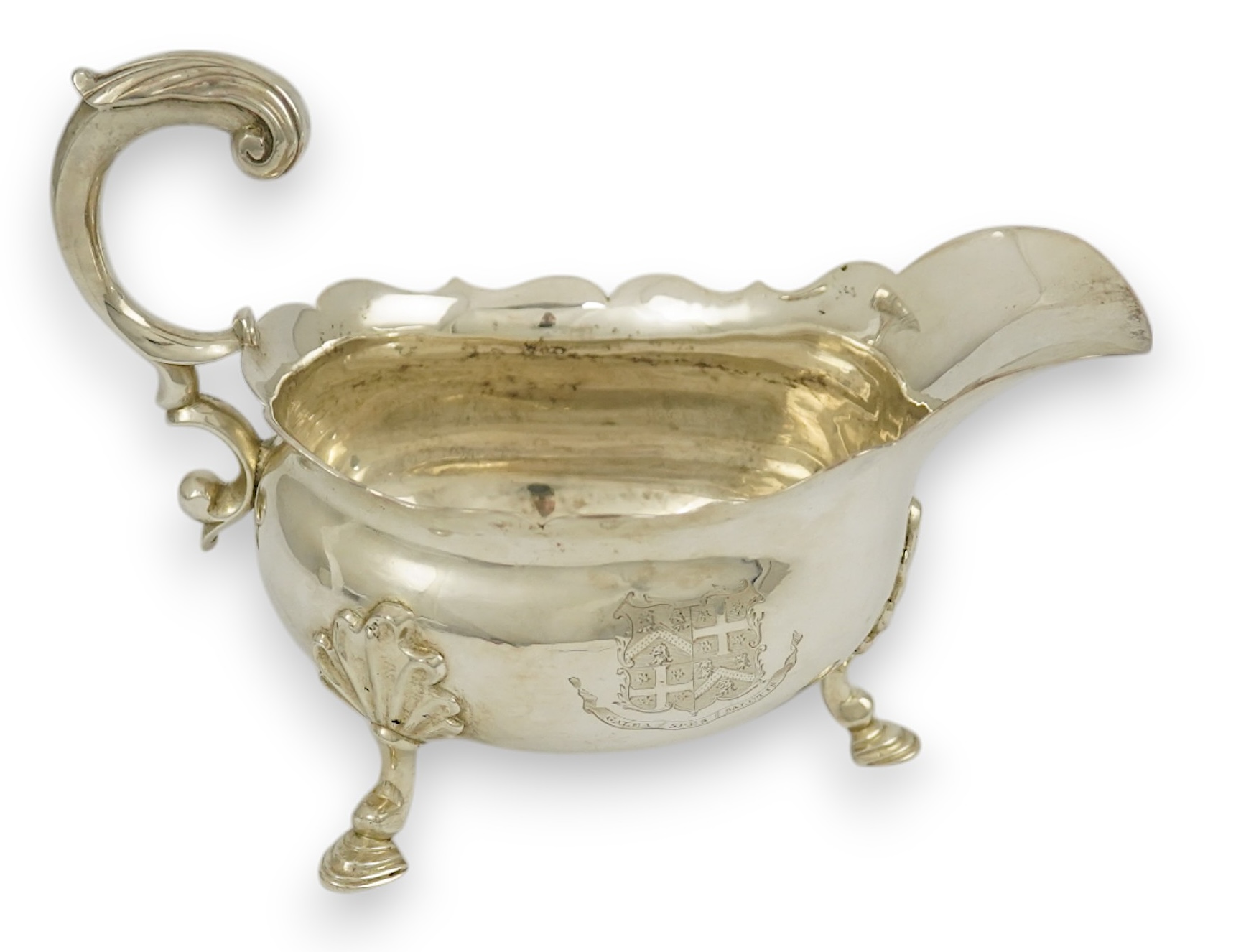 A George II silver sauceboat, by William Shaw II & William Priest